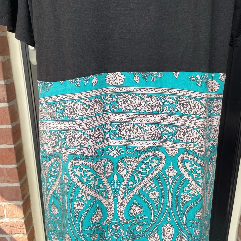 Boho Paisley Floral Print Short Sleeve Maxi Dress